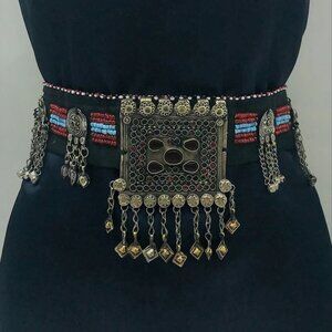 Handmade Kuchi Belly Dance Belt: Vintage Coins & Glass Beads